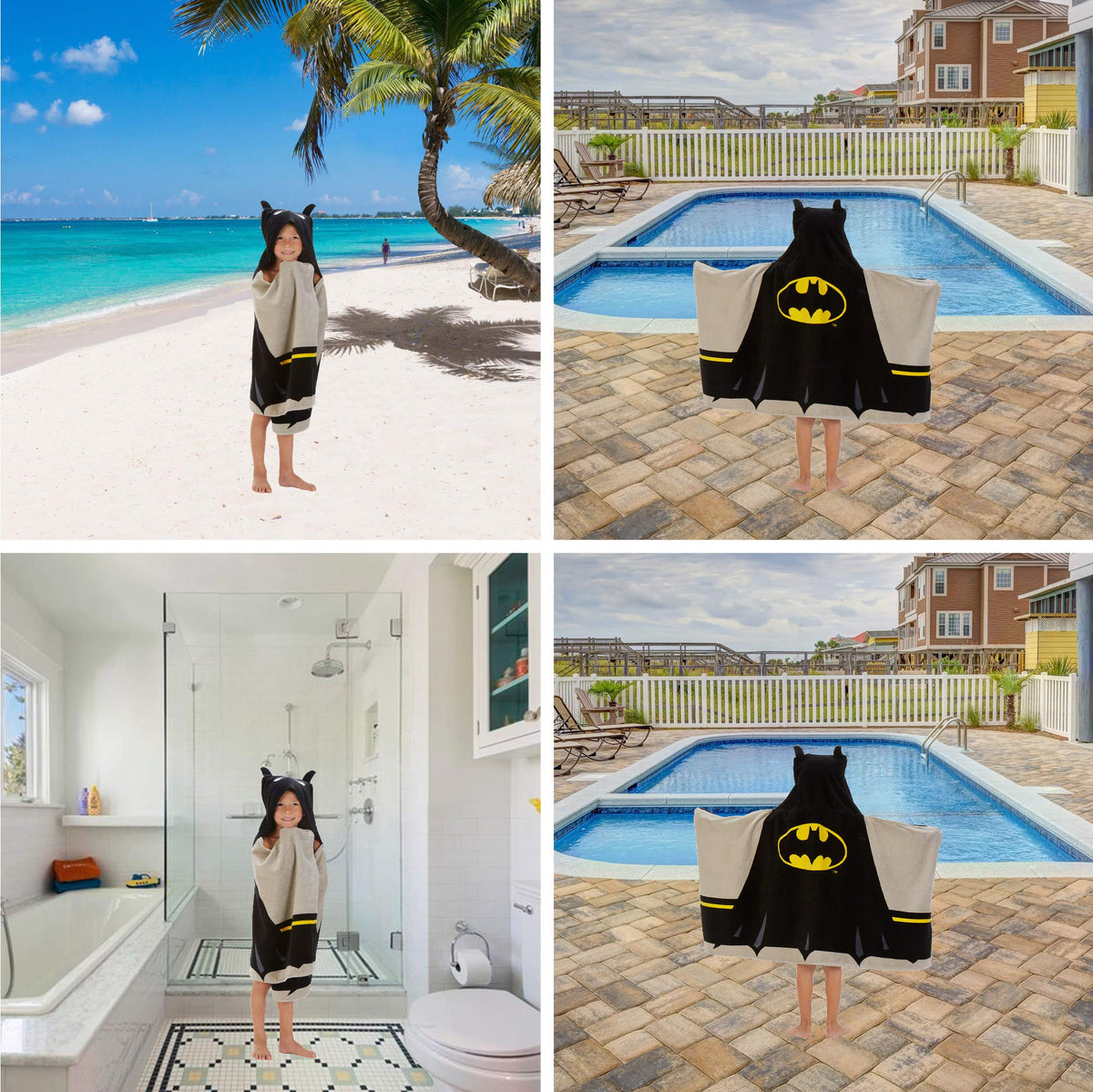 Franco Batman Kids Hooded Towel Wrap, 24 x 50 In