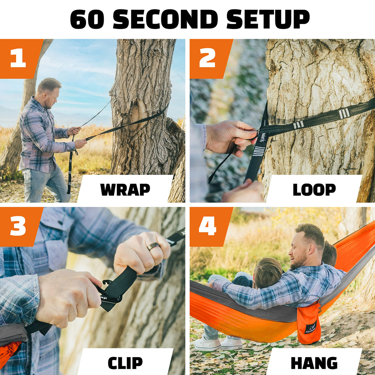 MalloMe Single Camping Hammock with Straps