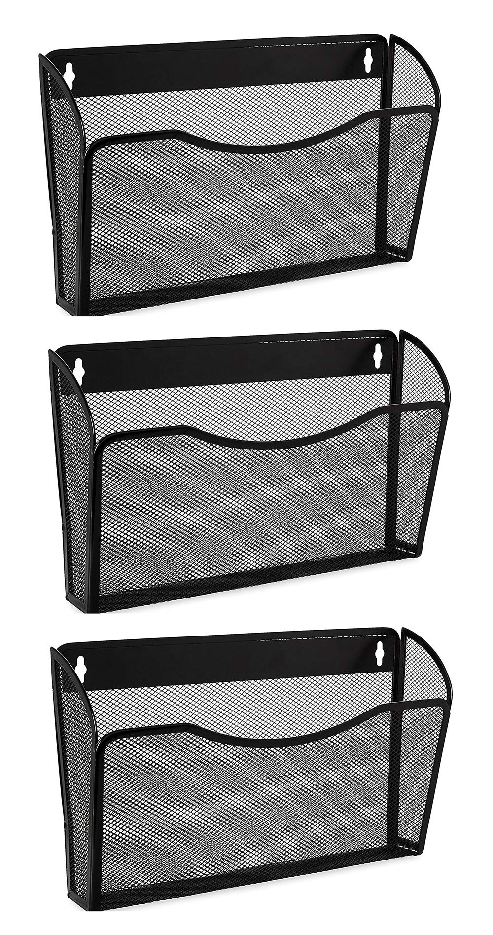 EASEPRES Mesh Wall Mounted File Holder Organizer, Black, 3 Pack