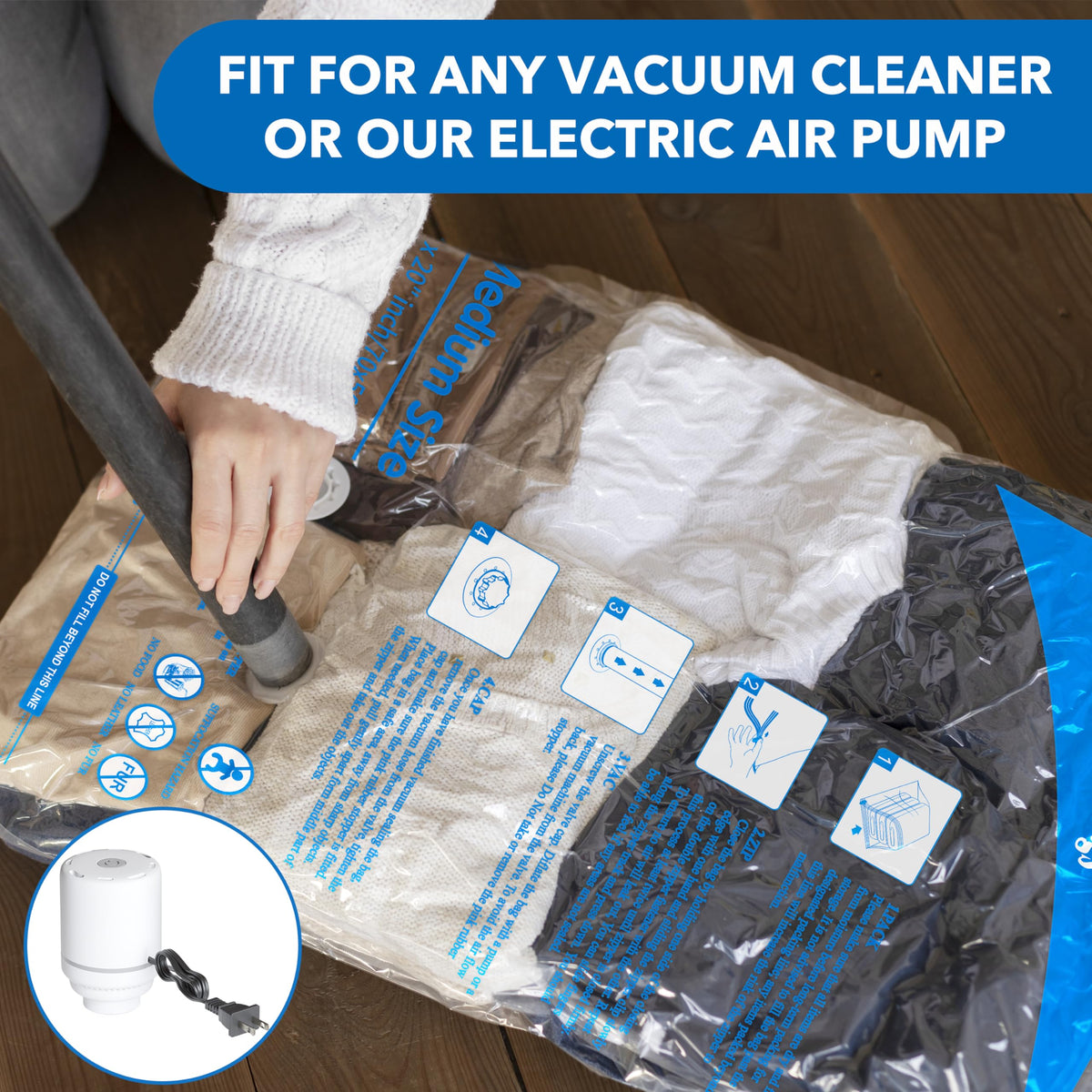 MEIQIHOME Vacuum Storage Bags with Electric Pump, 24 Pack
