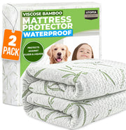 Utopia Bedding Waterproof Bamboo Mattress Protector, Twin (2-Pack)