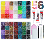 BAOYAALIN 56-Colour 3mm Resin Rhinestone Kit with B7000 Glue