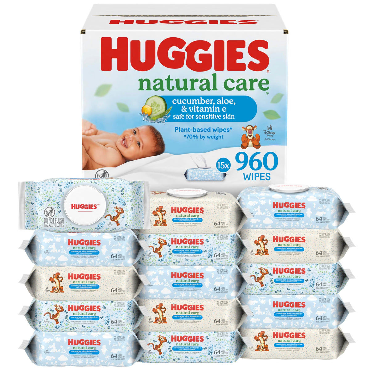 Huggies Natural Care Refreshing Baby Wipes, Scented, 960 Wipes