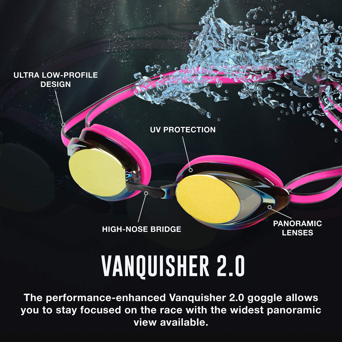 Speedo Women's Mirrored Vanquisher 2.0 Swim Goggles, Silver Ice