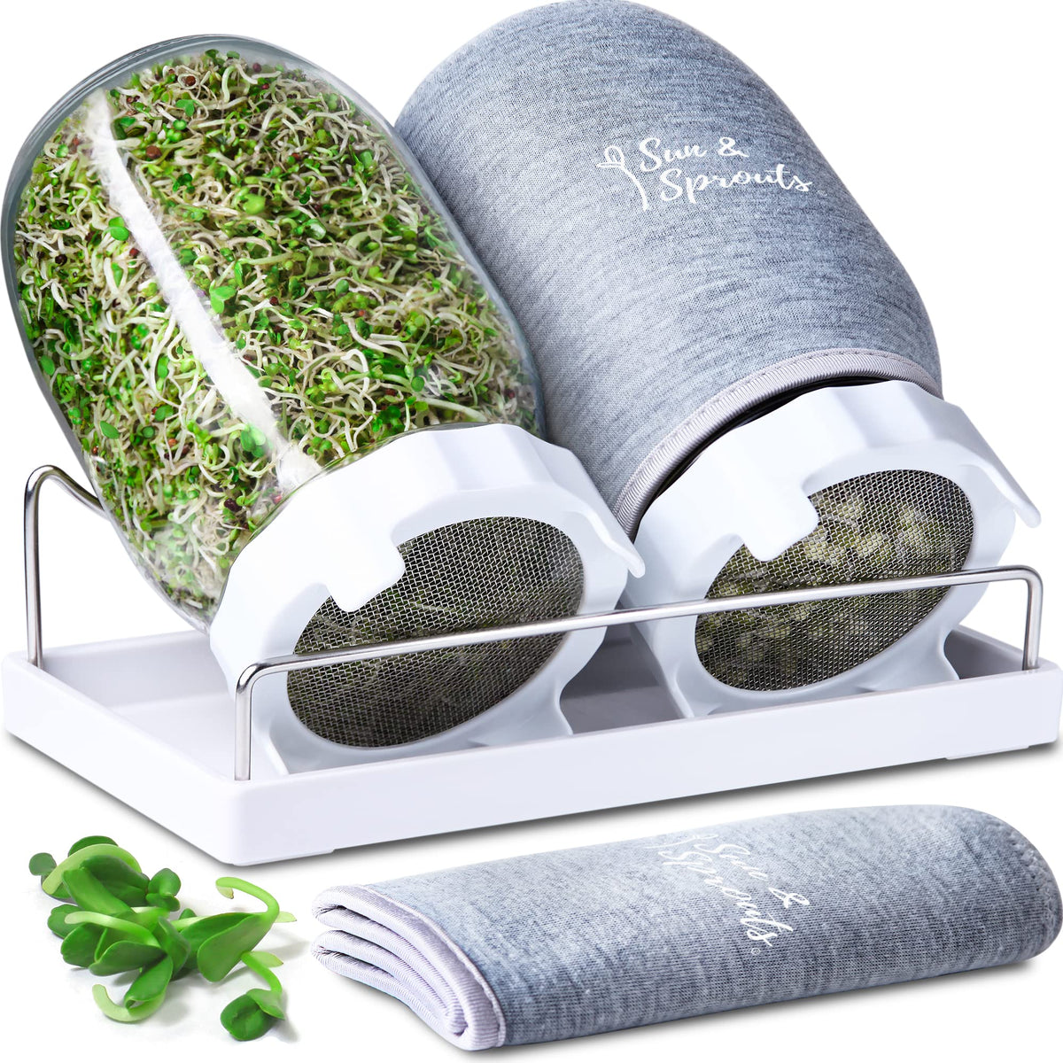 Sun & Sprouts Original Complete Sprouting Kit with 2 Mason Jars