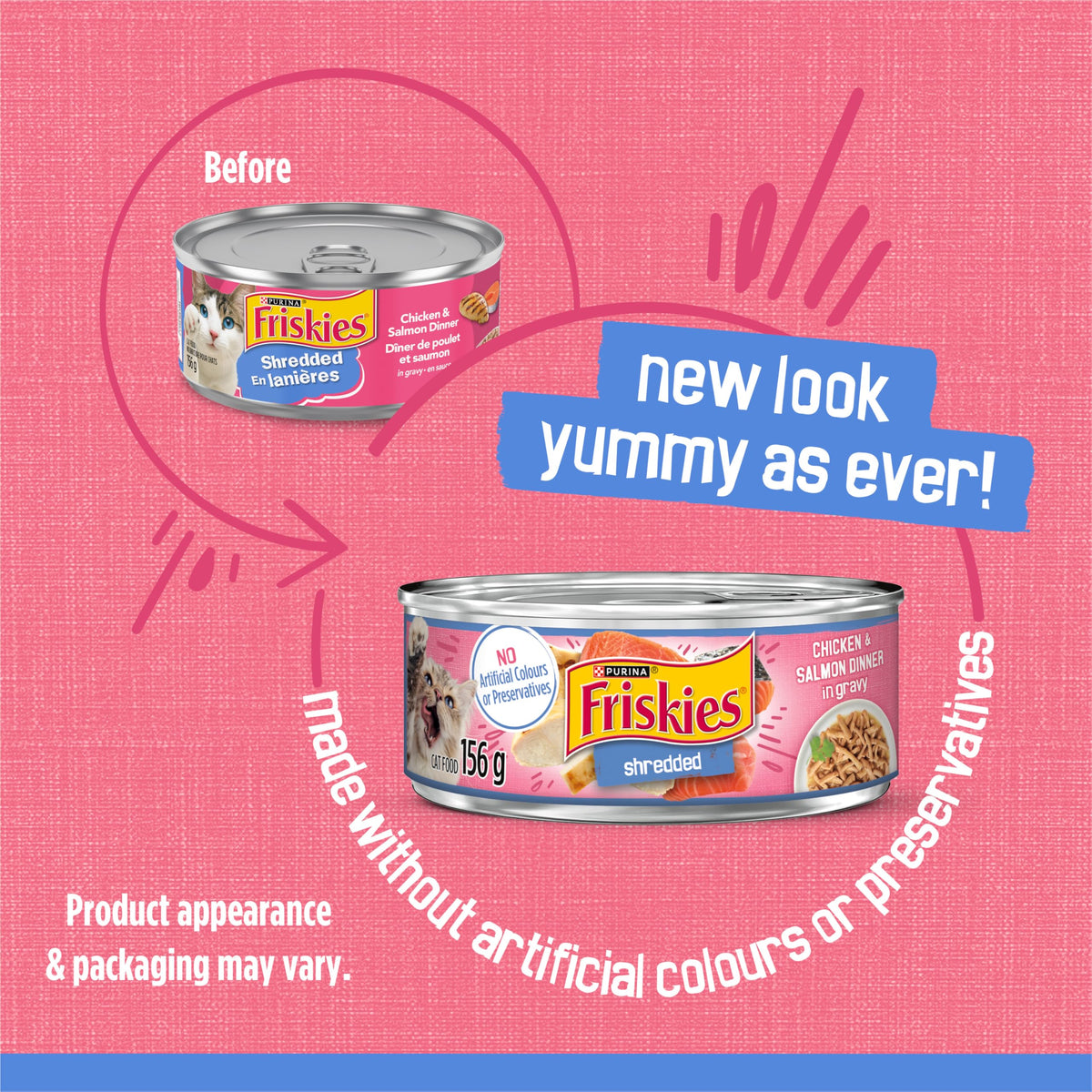 Friskies Shredded Chicken & Salmon Dinner Wet Cat Food, 156g, 24 Pack