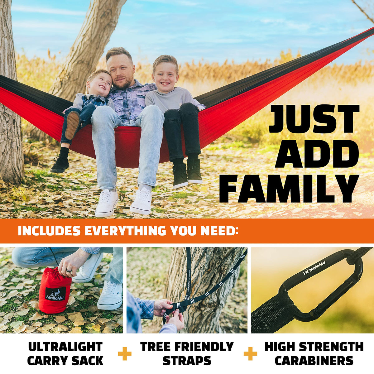 MalloMe Single Camping Hammock with Straps