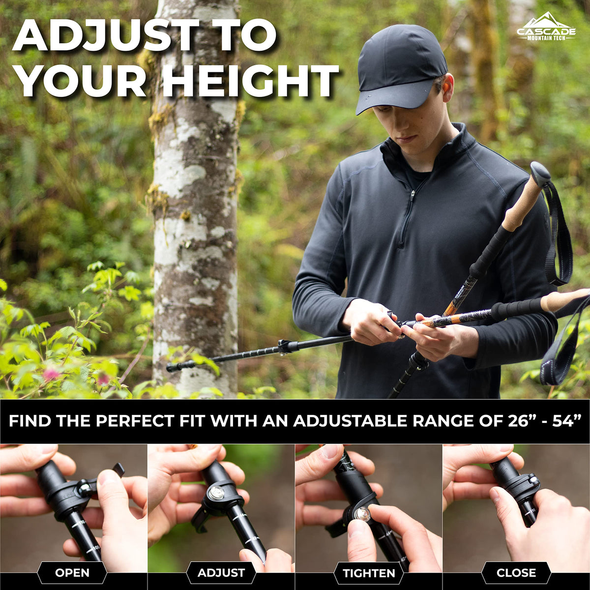 Cascade Mountain Tech Aluminum Trekking Poles With Cork Grip
