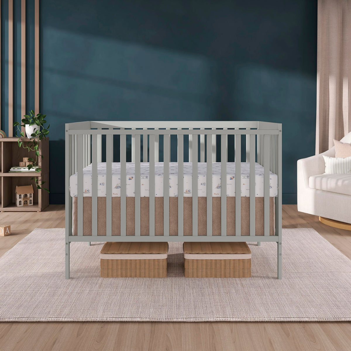 Dream On Me Synergy 5-in-1 Convertible Crib, Cool Grey