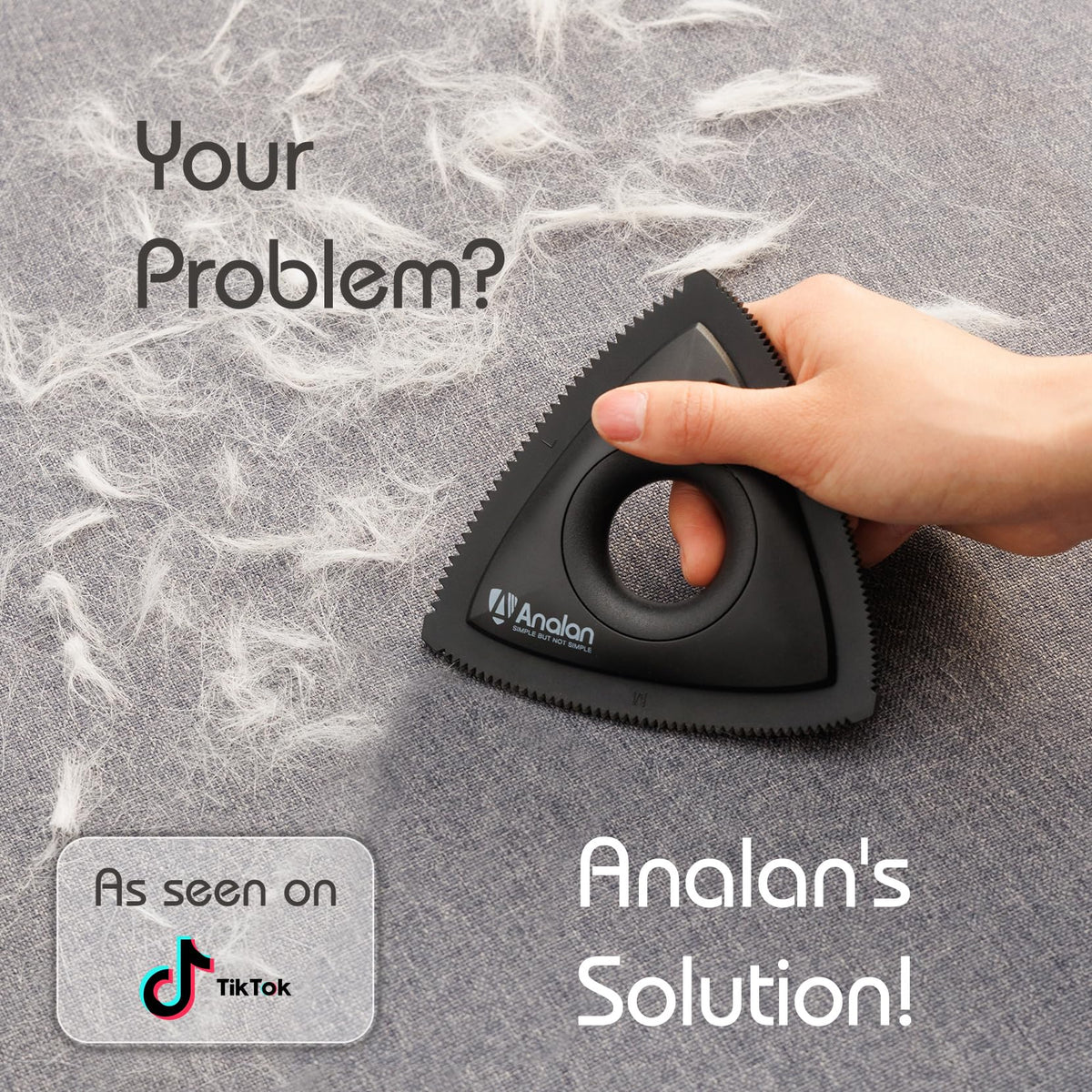 Analan Mini Pet Hair Remover Brush, Black