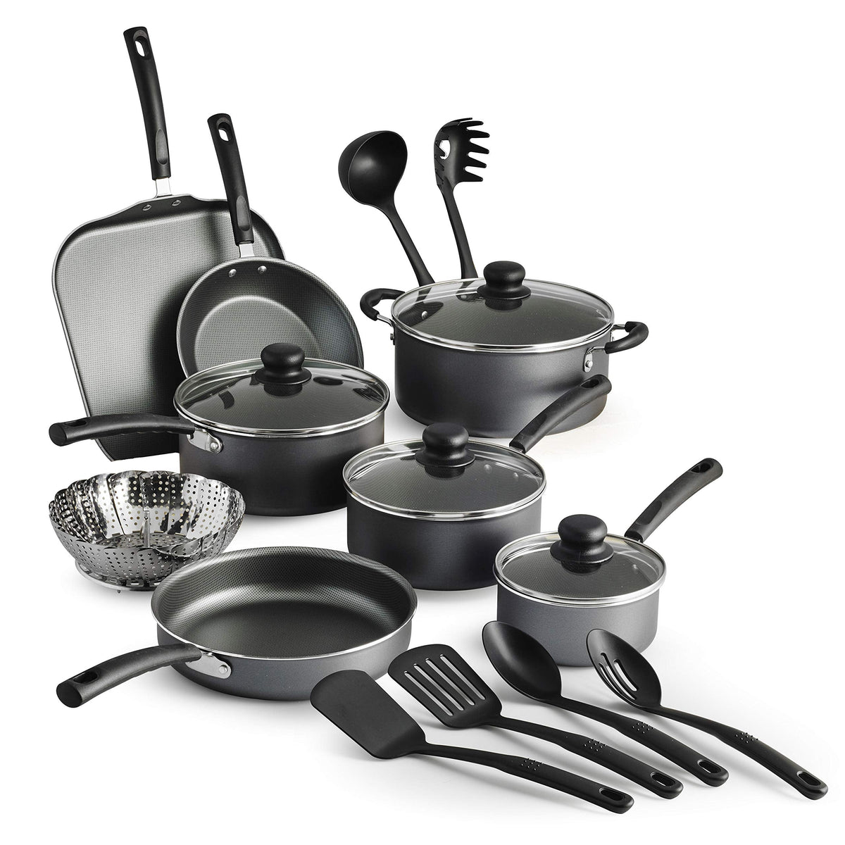 Tramontina PrimaWare 18-Piece Nonstick Cookware Set, Gray