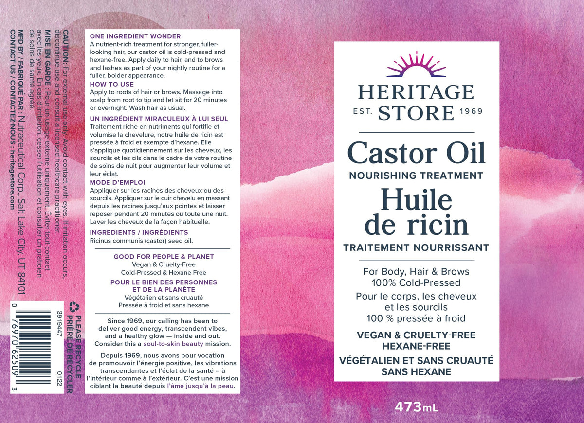 Heritage Store Cold Pressed Castor Oil, 473 mL / 16 oz