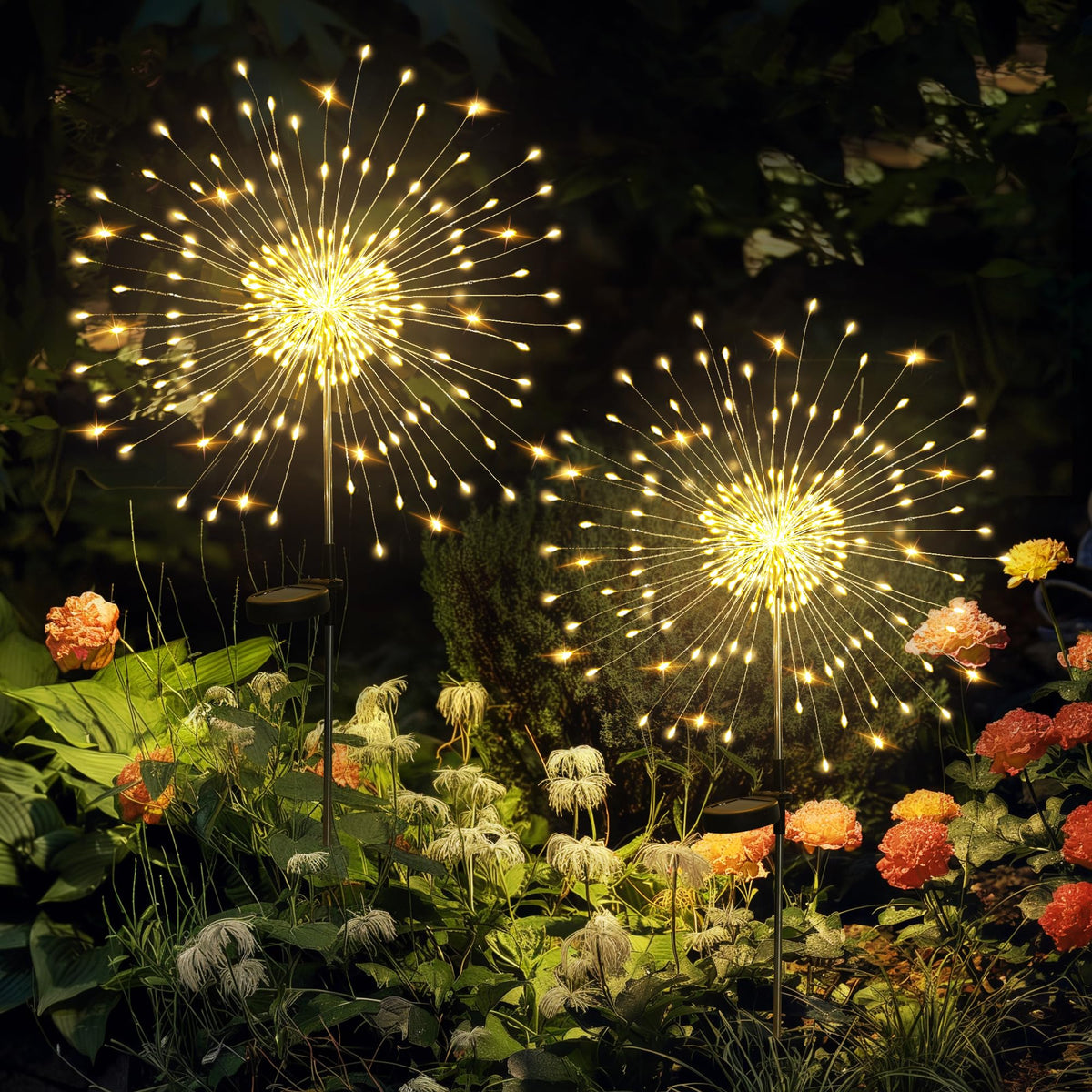 GIGALUMI Solar Garden Lights, 120 LED, 2 Pack