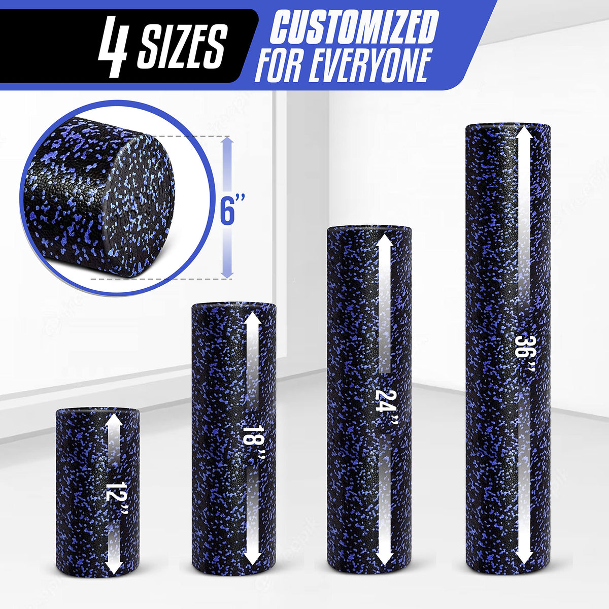 Yes4All High-Density EPP Round Back Foam Roller, 12, 18, 24, 36 Inch
