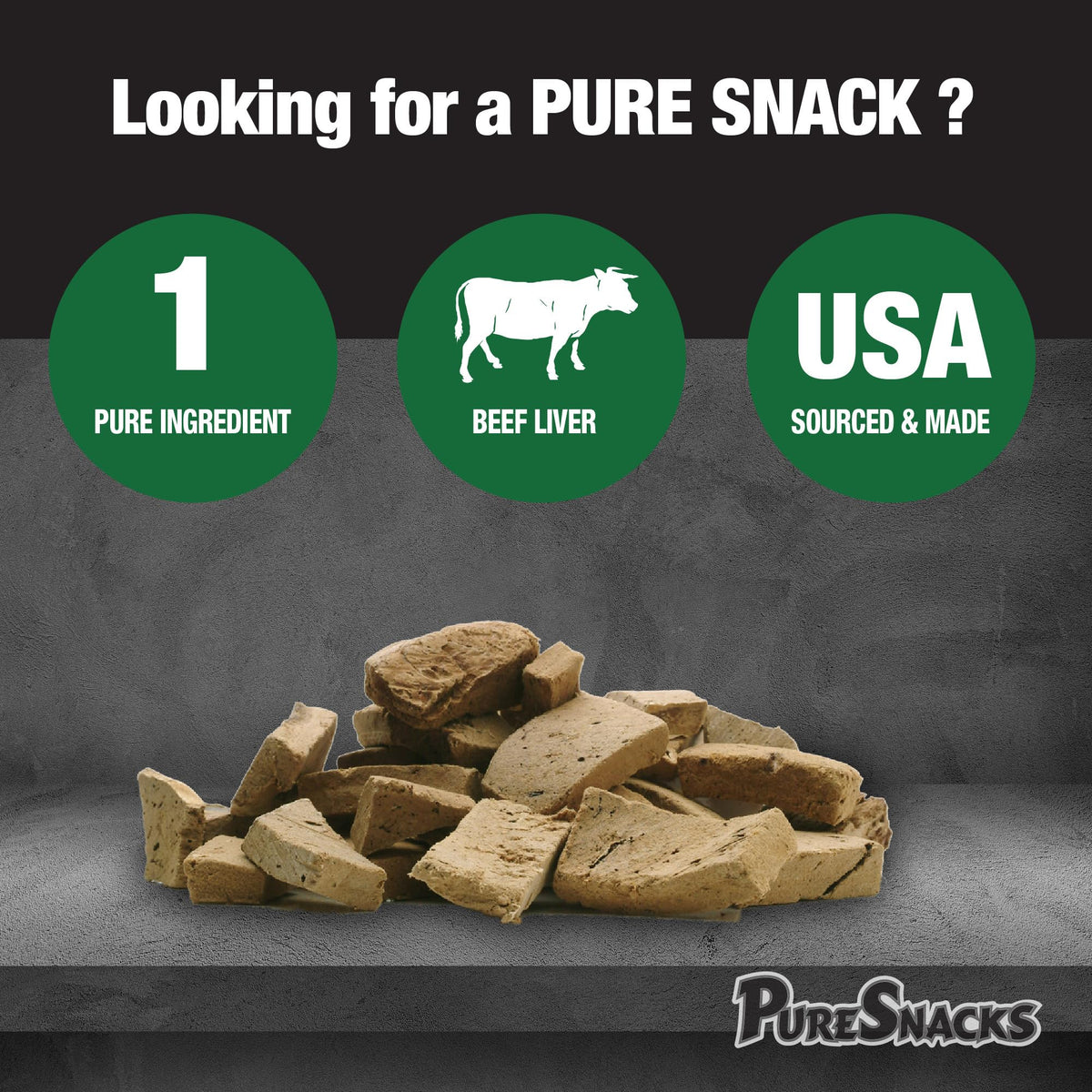 PureSnacks Freeze Dried Beef Liver Dog Treats, 410 g