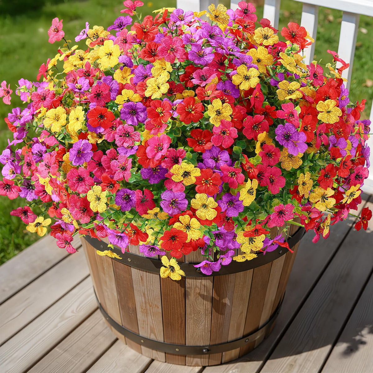 Alupssuc Artificial Flowers, UV Resistant, Mixed 4 Colors, 24 Bundles