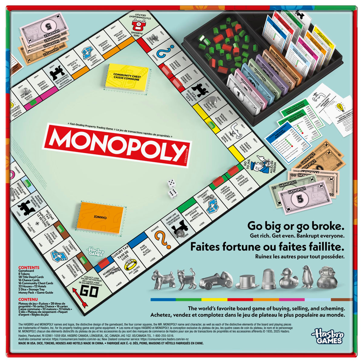 Monopoly Board Game, Classic, English & French, 2 to 6 Players