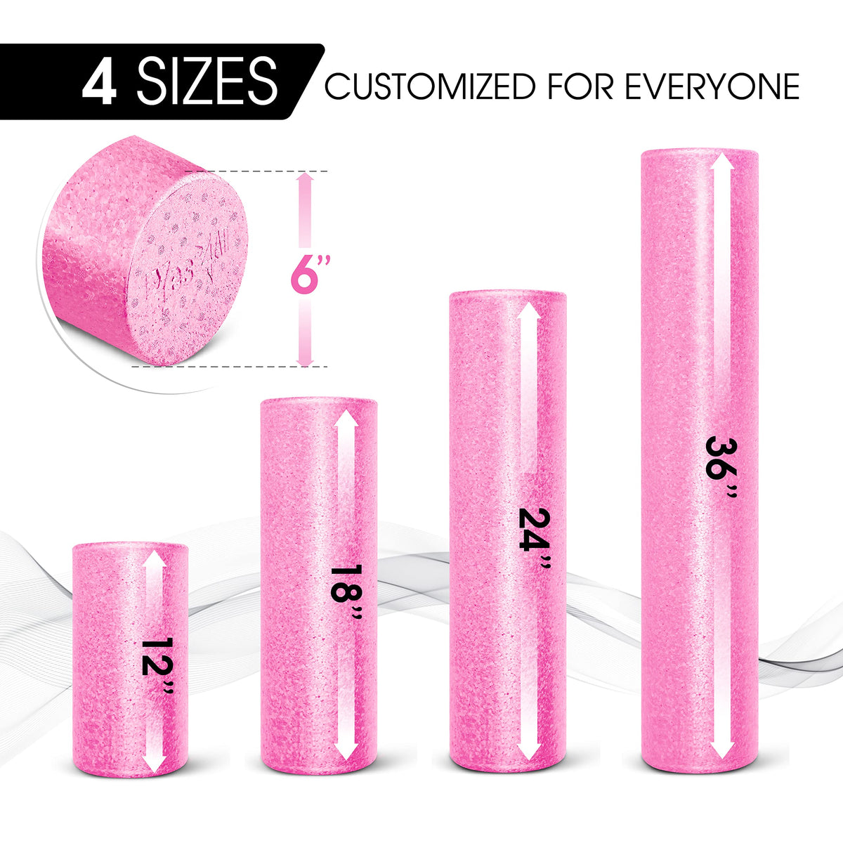 Yes4All High-Density EPP Round Back Foam Roller, 12, 18, 24, 36 Inch