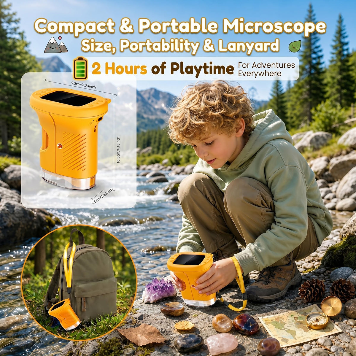 OAEBLLE 1000X Kids' Digital Microscope with 2.4" Screen