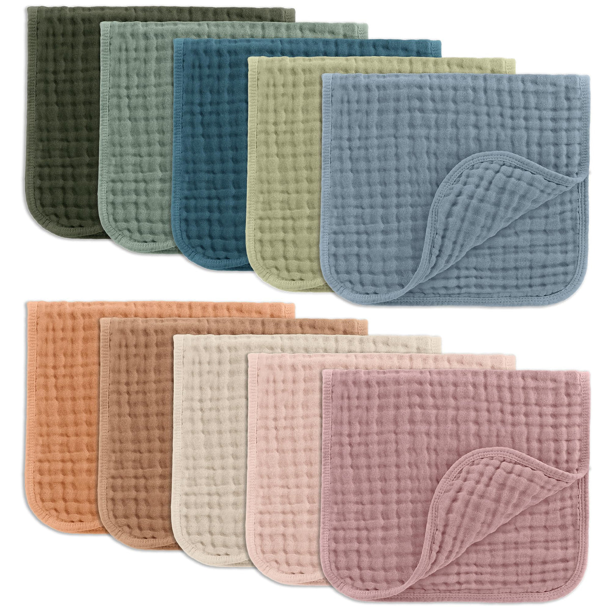 Comfy Cubs Cotton Muslin Burp Cloths, 50 x 25 cm, Multi (10 Pack)