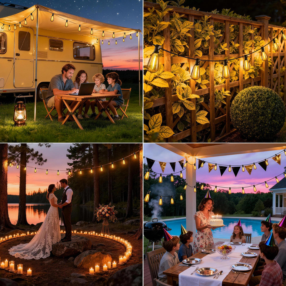 Lomotech Outdoor String Lights, 50Ft, Edison Bulbs, Warm White