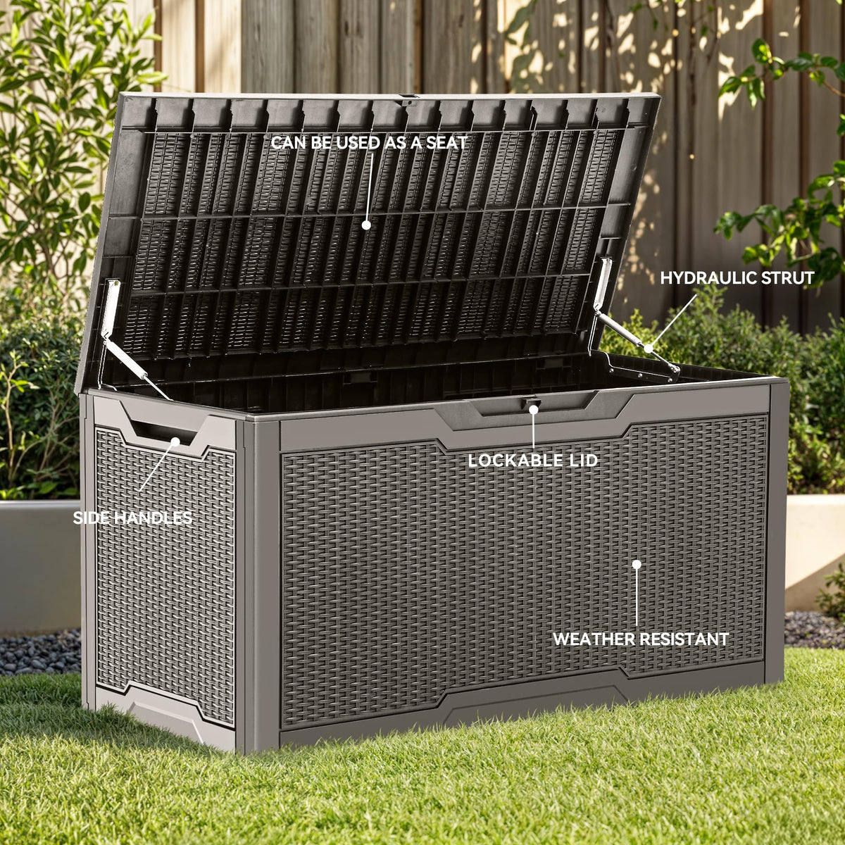 YITAHOME Large Resin Deck Box, Taupe, 100 Gallon