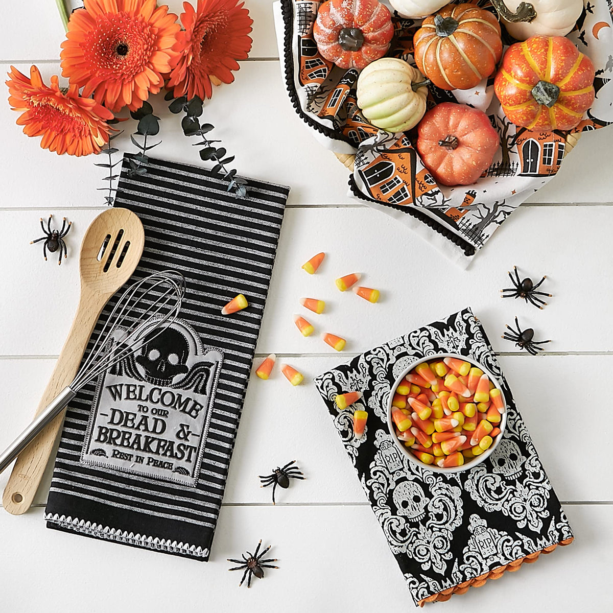 DII Halloween Hand Towel Set, 18x28, Skull/Haunted House, 3 Count