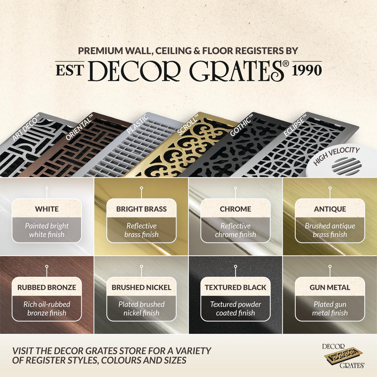 Decor Grates Oriental Floor Register, 3 x 10 Inch, Brushed Nickel