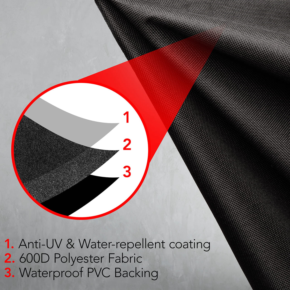 GrillTough Heavy-Duty Waterproof BBQ Grill Cover, 58 Inch, Black
