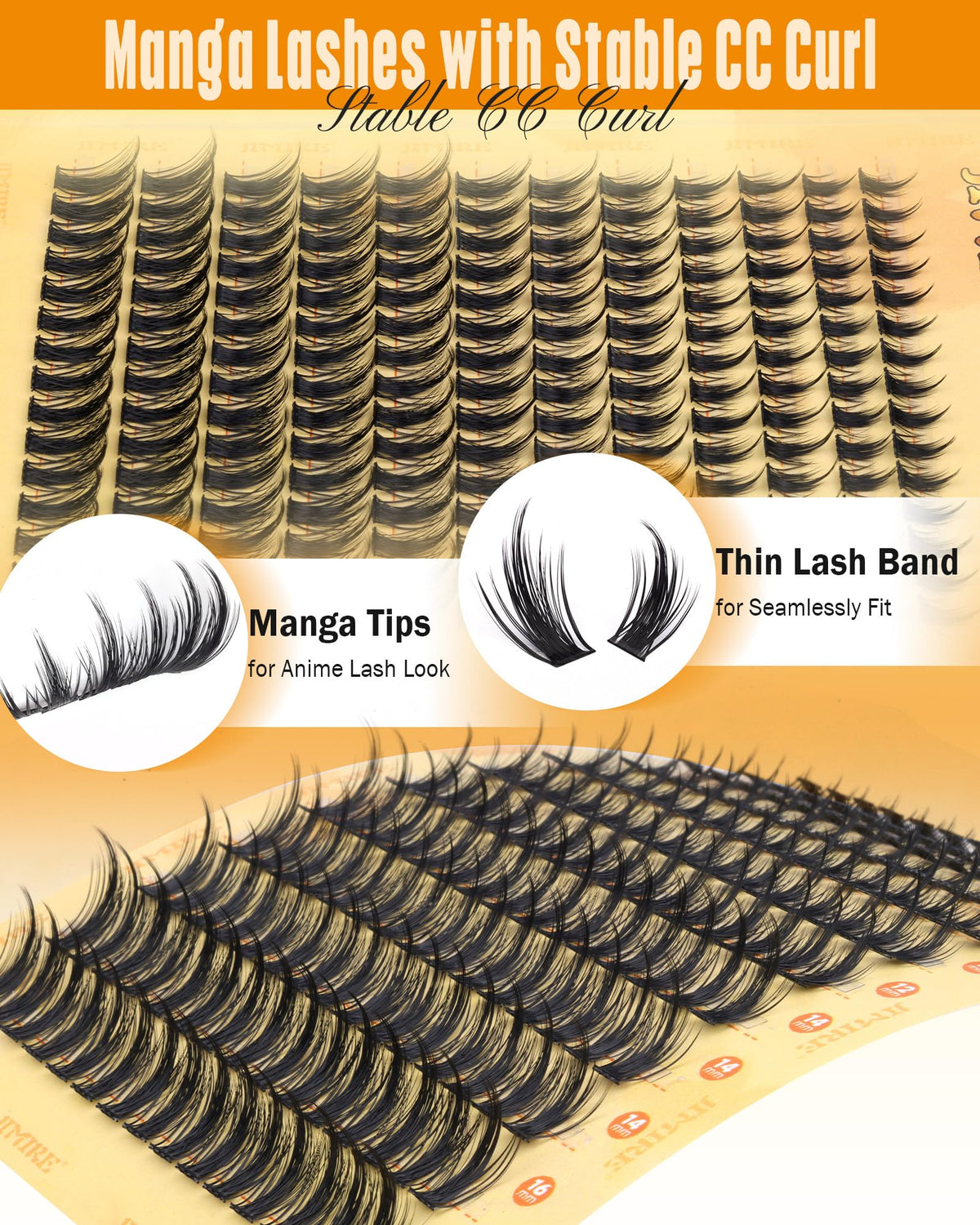 JIMIRE Natural Lash Clusters Extensions, 180 Pcs, D Curl
