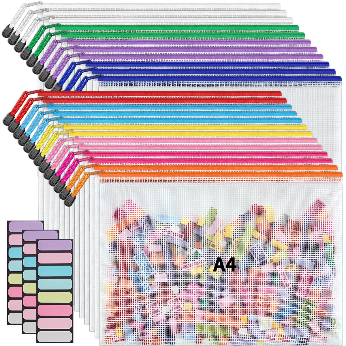 JARLINK Zipper Mesh Document Pouches, Letter Size (24 Pack)