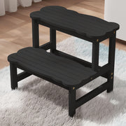 COSYLAND Bamboo Two Step Stool for Kids, 300 lbs, Black