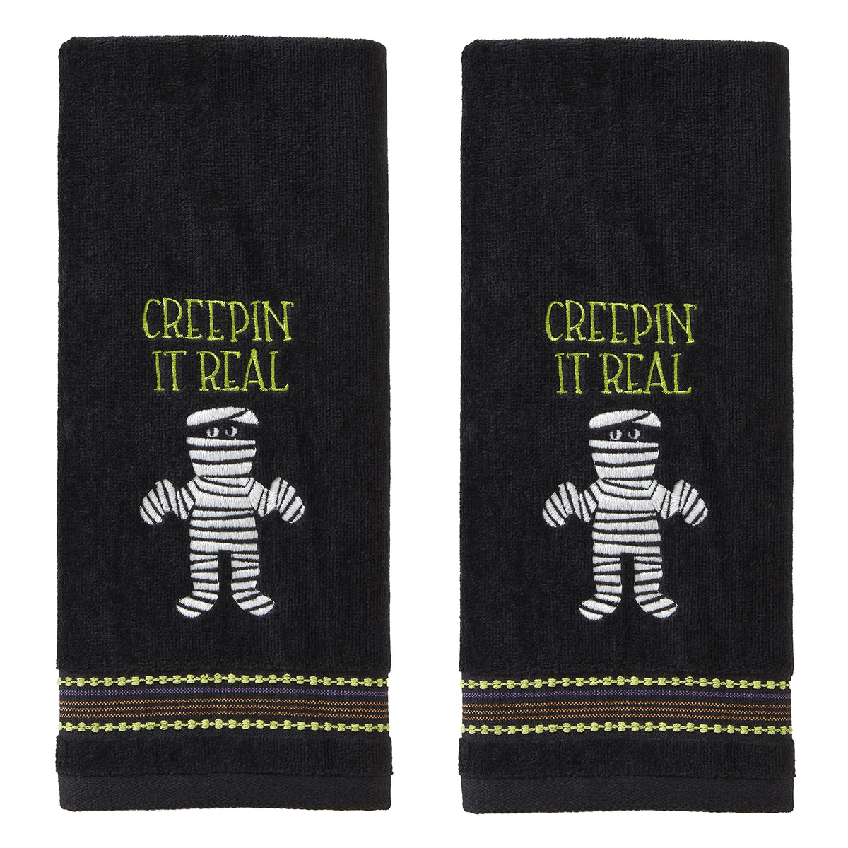 SKL Home Creepin' Real Glow-in-the-Dark Hand Towel Set, 2 Count