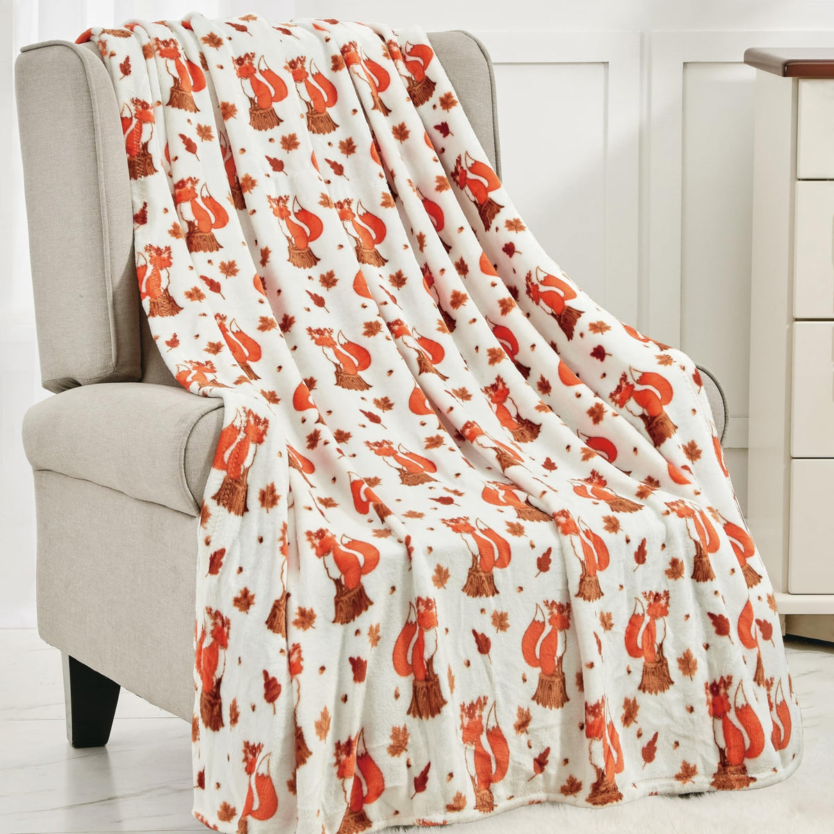 Elegant Comfort Lightweight Throw Blanket, Fall Vixen, 50x60 Inch