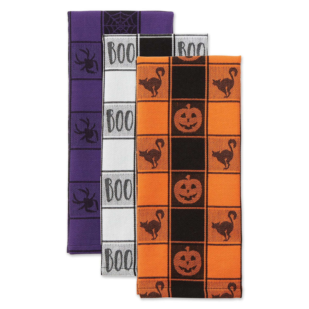 DII Happy Halloween Dishtowel Collection Embellished Cotton Kitchen Hand Towel Set