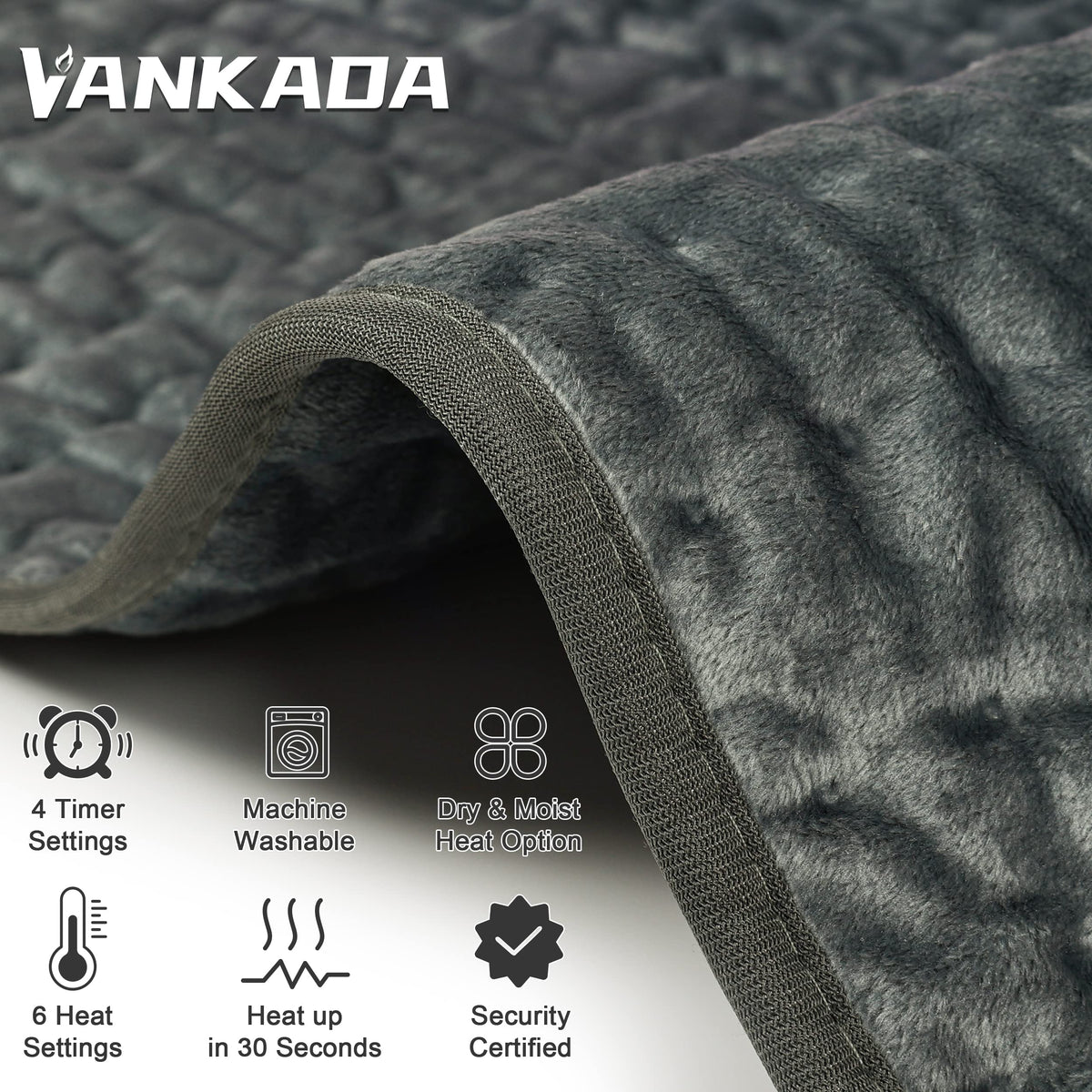 Electric Moist & Dry Heating Pad, 24" x 12", Grey Green