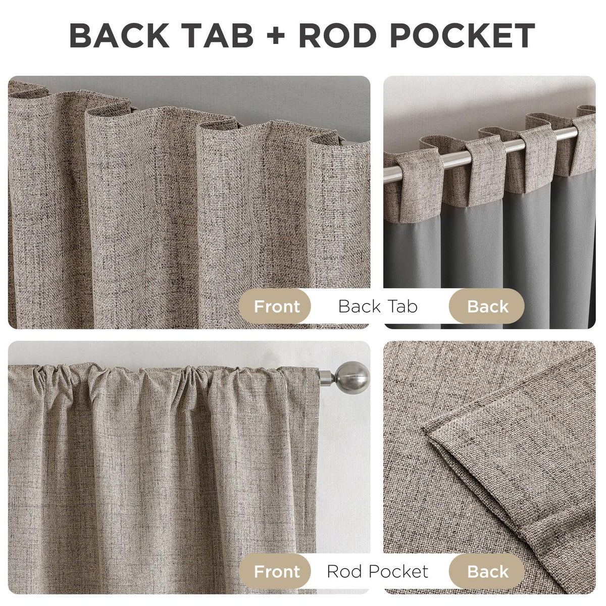 Joydeco Linen Blackout Curtains, 52 x 84 in, 2 Panels