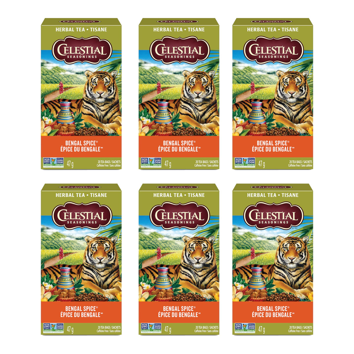 Celestial Seasonings Bengal Spice Herbal Tea, 6 x 20 Bags