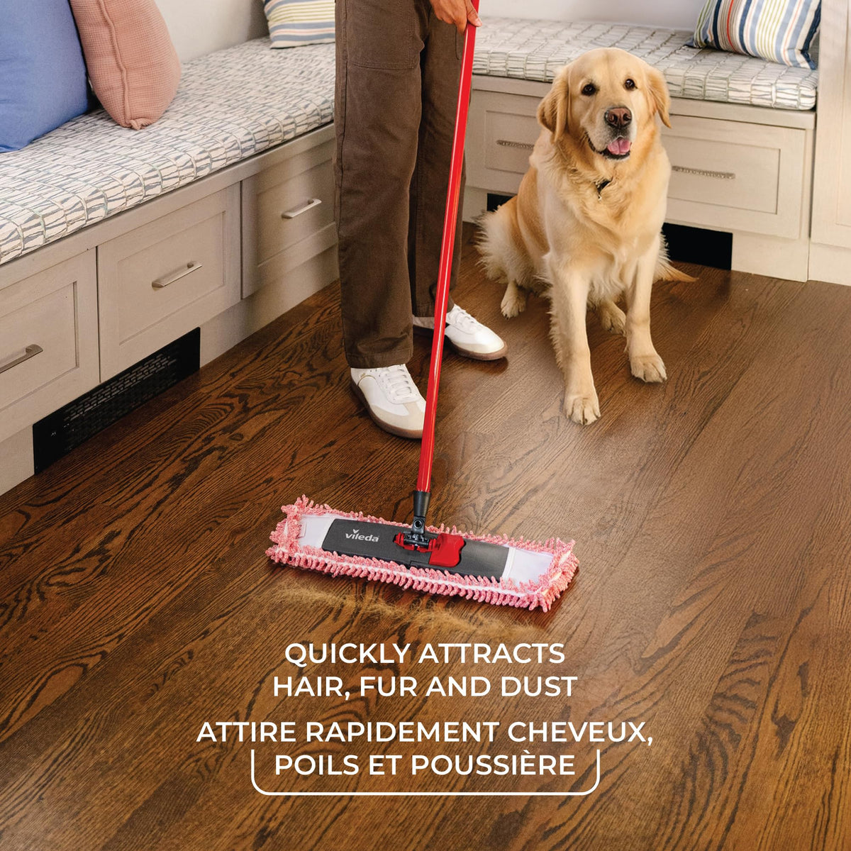 Vileda Pet Pro Microfiber Hair & Dust Mop, Extra Large Trapezoid Head