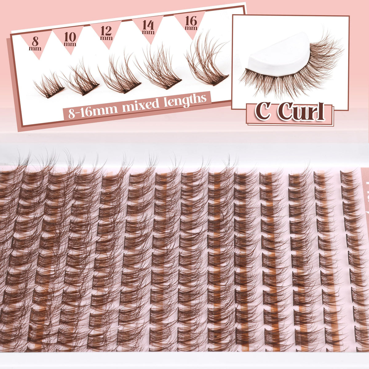 Mavphnnee Lash Clusters, Dark Brown, C Curl, 154 Pcs