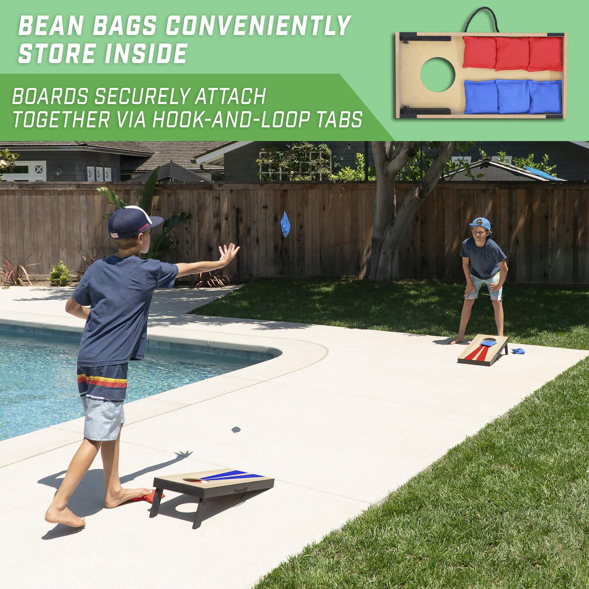 GoSports Portable Cornhole Game Set, 2 ft x 1 ft, 6 Bean Bags