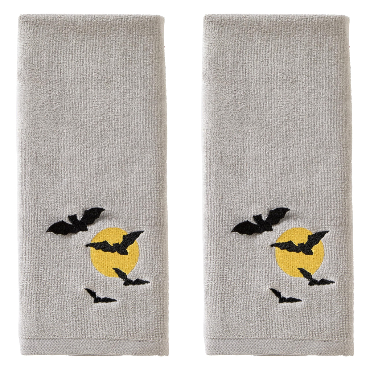 SKL Home Halloween Full Moon Flight Hand Towel Set, 2 Piece, Gray