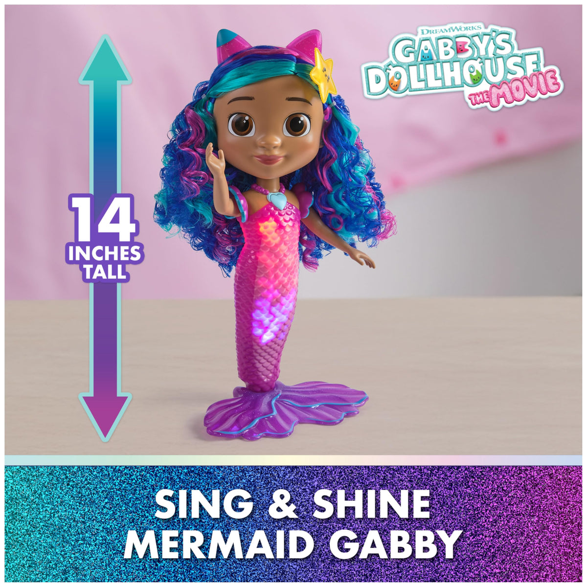DreamWorks Gabby's Dollhouse Sing & Shine Mermaid Gabby Doll