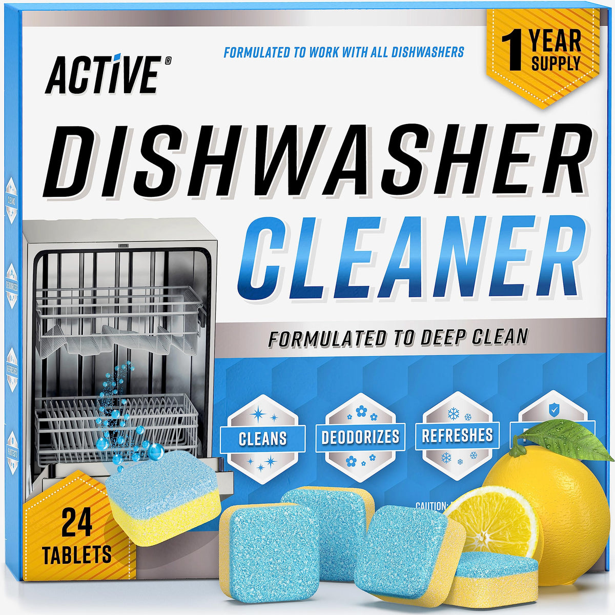 Dishwasher Cleaner and Deodorizer Tablets (24 Pack)