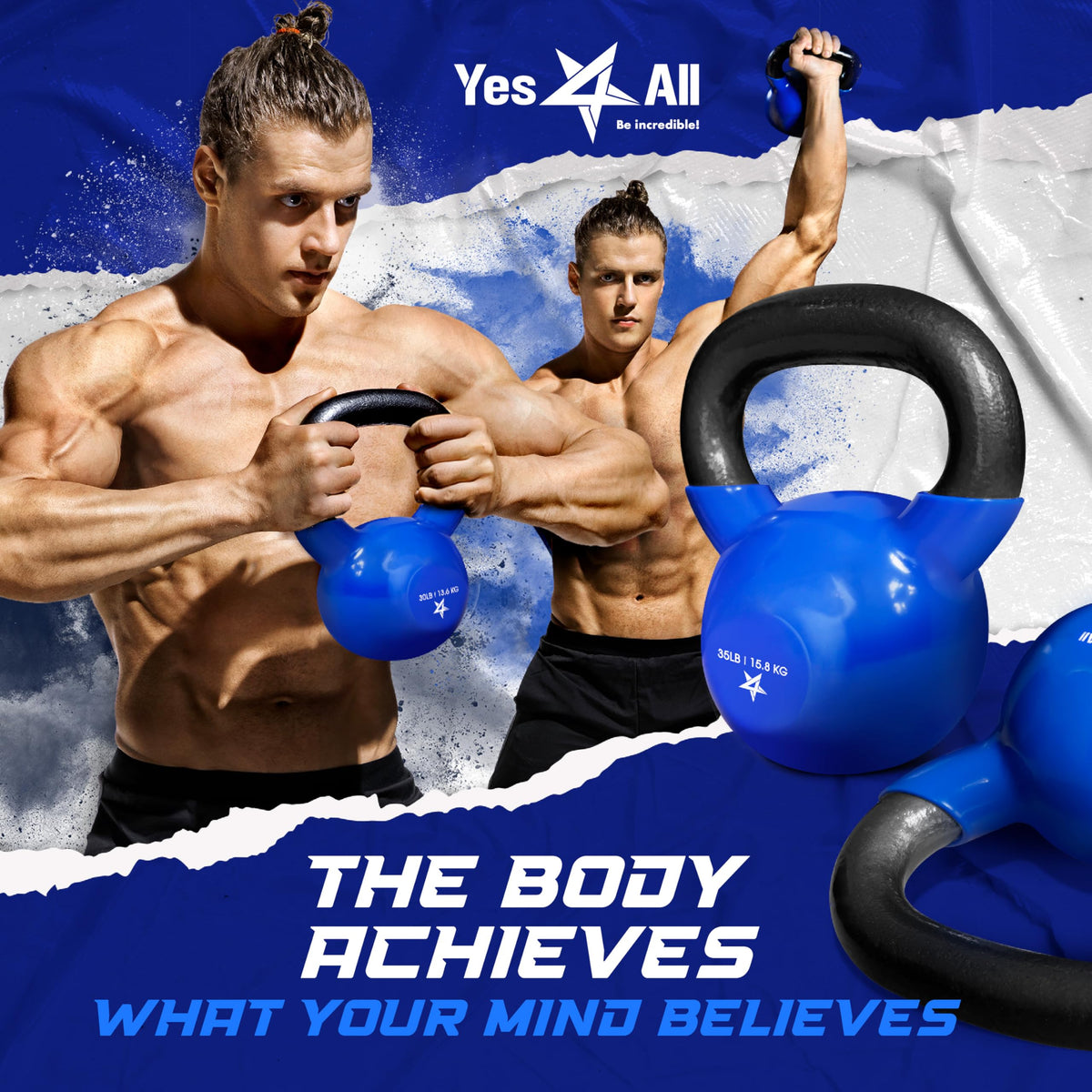Yes4All Vinyl Coated Kettlebell, 15 lb