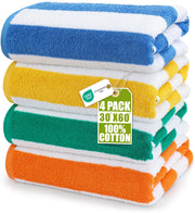 Utopia Towels Cabana Stripe Beach Towels, 30 x 60 in, 4-Pack