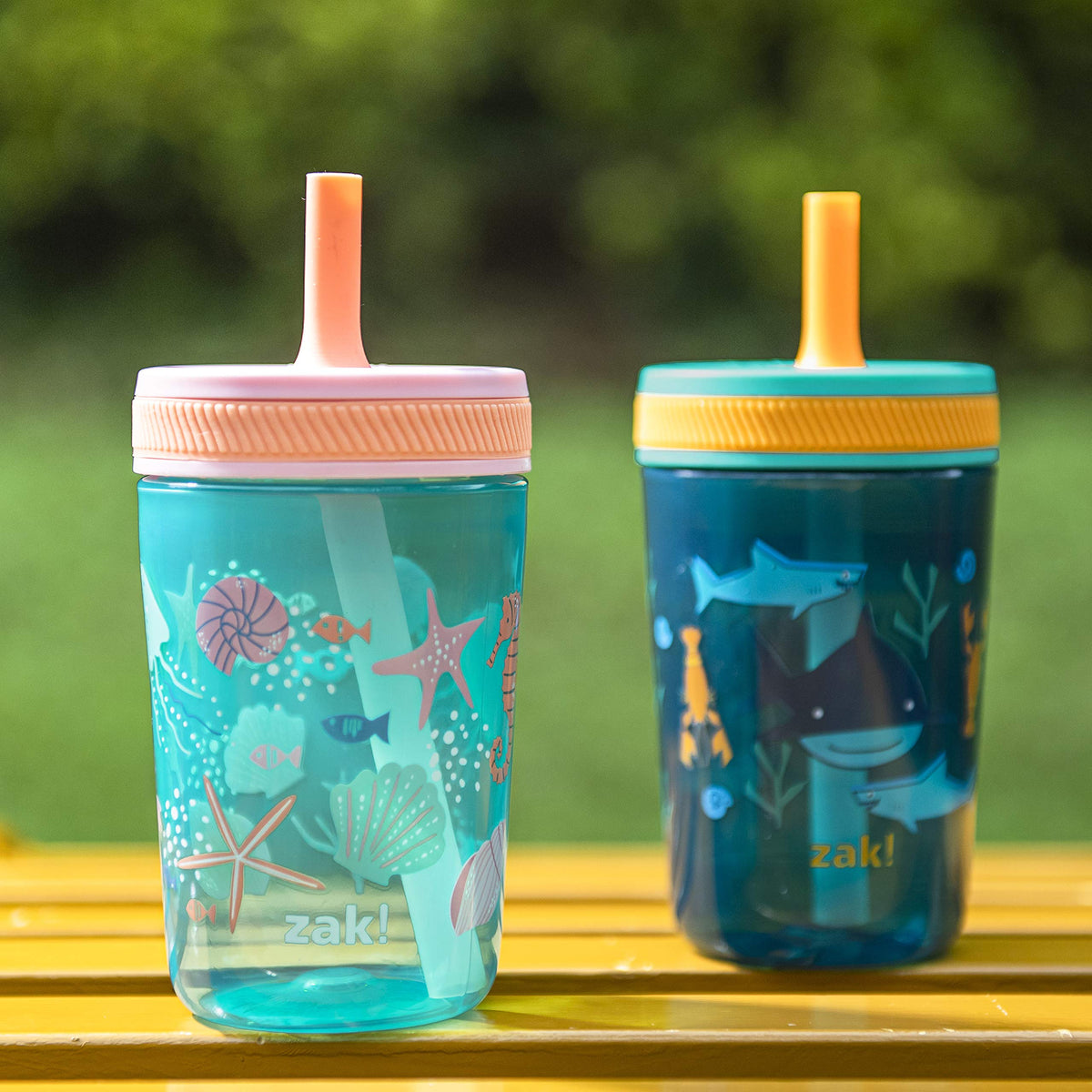 Zak Designs Underwater Kelso Toddler Straw Cups, 15oz, 2-Pack