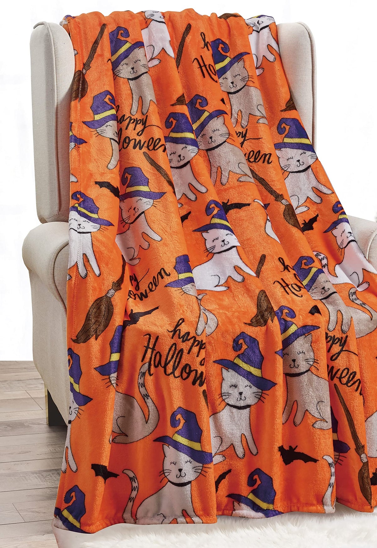 Elegant Comfort Lightweight Throw Blanket, Halloween Cats, 50x60 Inch