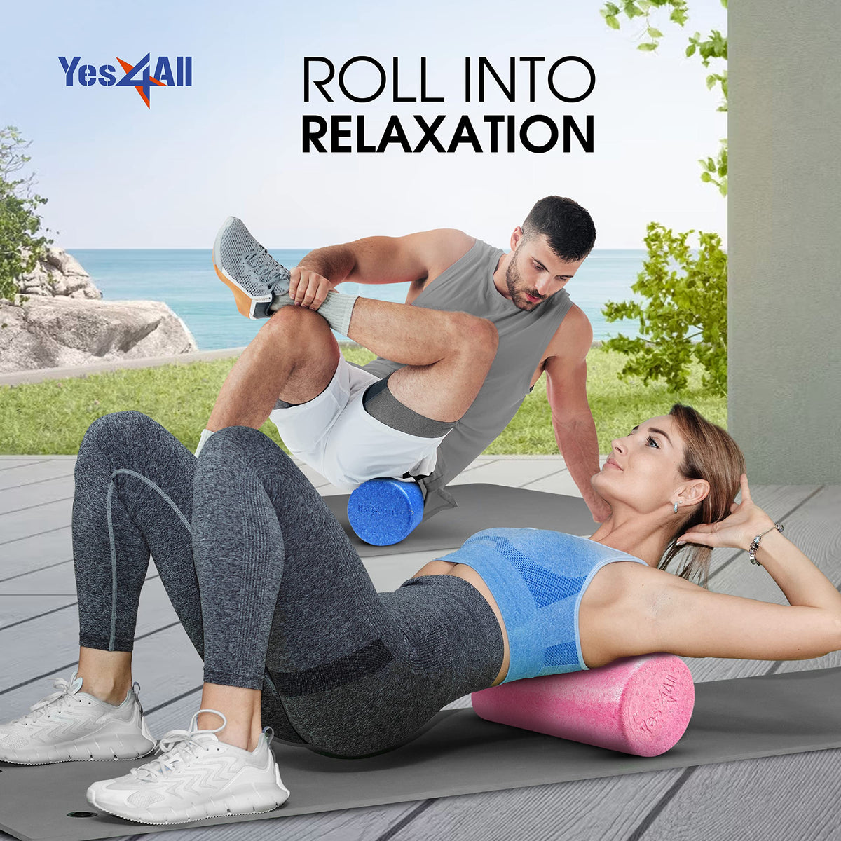 Yes4All High-Density EPP Round Back Foam Roller, 12, 18, 24, 36 Inch