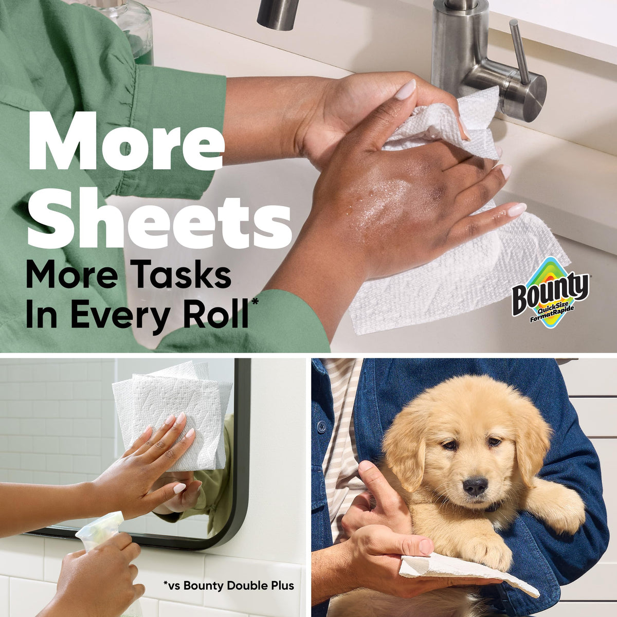 Bounty Quick Size Paper Towels, White, 8 Family Triple Rolls